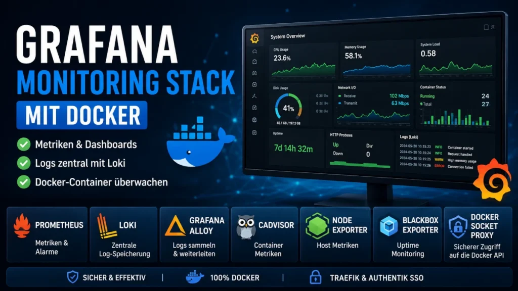 Grafana Monitoring Stack mit Docker, Prometheus, Loki und Alloy