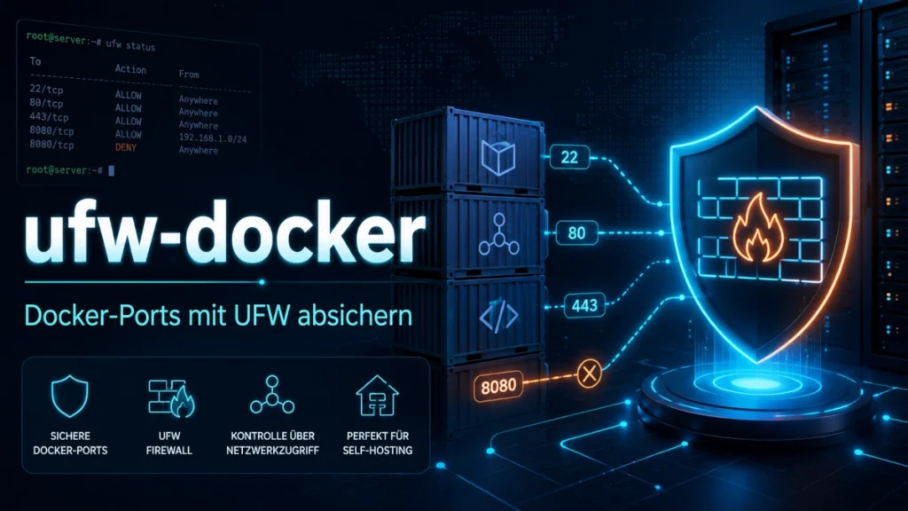 ufw-docker sichert Docker-Ports mit UFW-Firewall auf einem Linux-Server ab