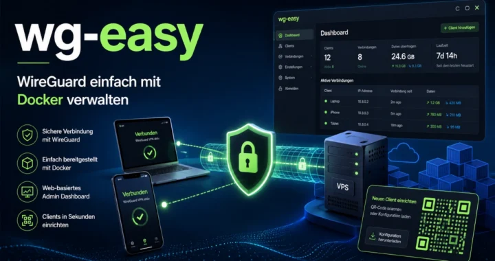 wg-easy mit WireGuard und Docker – VPN-Server, Web-Dashboard und verbundene Clients